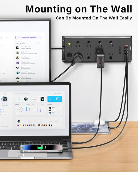 HEYMIX 8 Outlet Powerboard with 4 USB Charging Ports and Surge Protector