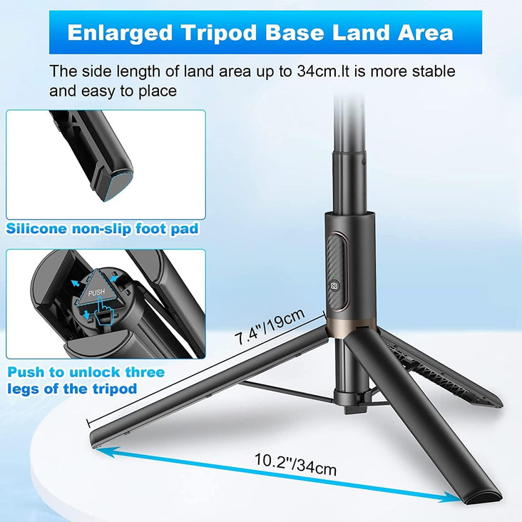 60" Cell Phone Selfie Stick Tripod Smartphone Tripod Stand All-in-1 with Integrated Wireless Remote