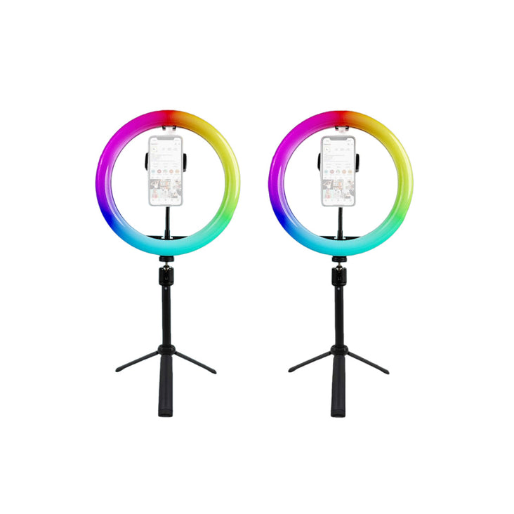 10"/26cm 'Double Rainbow' Youtube Gaming Content Creator Dual RGB Unicorn Ring Light Kit - Bundle