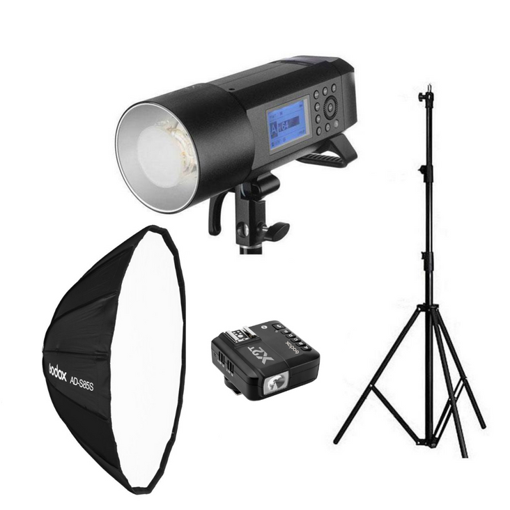 Godox 2x AD400Pro 800W Witstro Portable Strobe Kit with Strobes, Stands, Softboxes and Trigger - Bundle