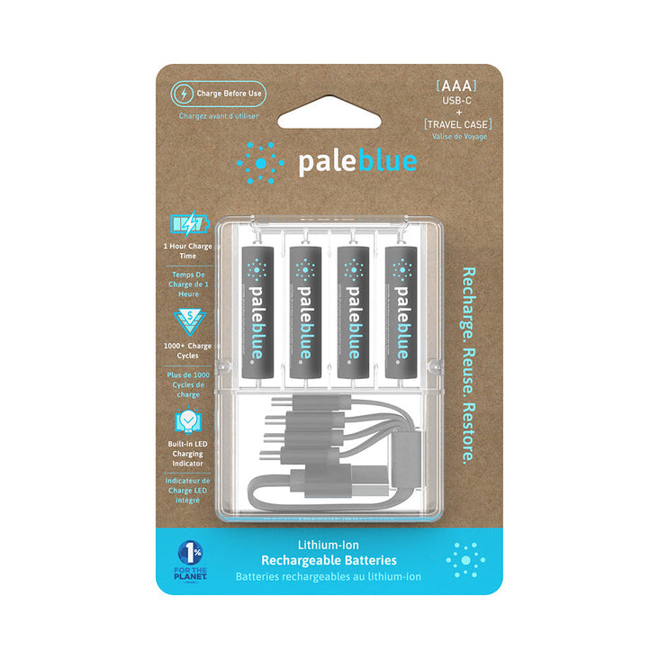 Paleblue AAA Lithium Ion USB-C Rechargeable Batteries (4 Pack)