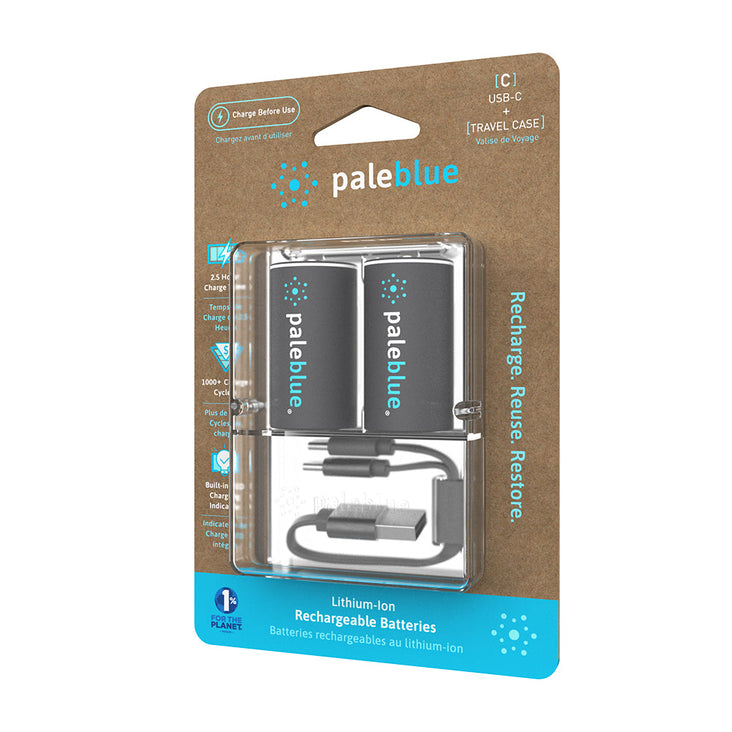 PaleBlue C Lithium Ion USB-C Rechargeable Batteries (2 Pack)