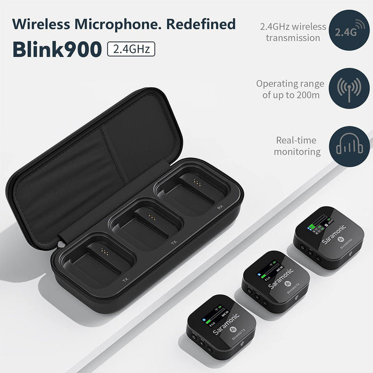 Saramonic Blink900 B2 2-Person Digital Camera-Mount 2.4Ghz Wireless Omni Lavalier Microphone System