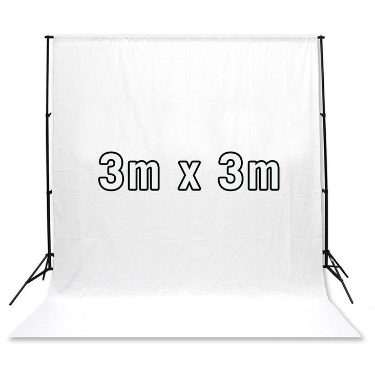 White 3m x 3m Cotton Muslin Studio Photography Video Backdrop