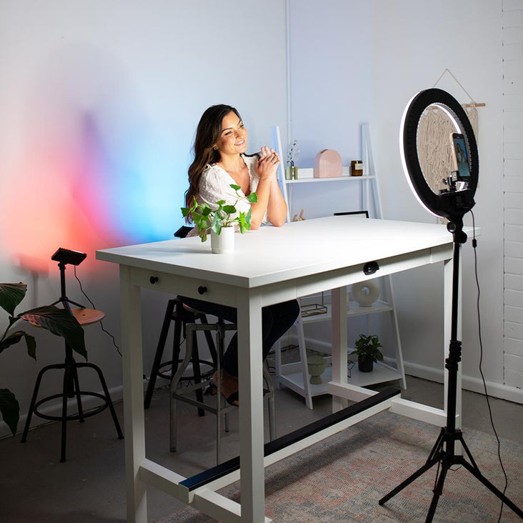Complete Beauty Ring Light Studio Diamond Luxe & 5.5" LED Crystal Duo Lighting Kit - Bundle