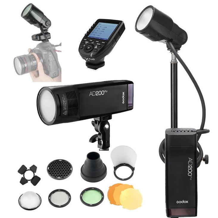 Godox AD200Pro 200W Flash Pro Round Head Extension Kit With Stand - Bundle