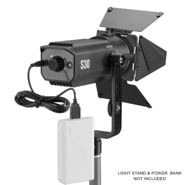 Godox S30 5600K Focusing LED Light with SA-08 Barn Door