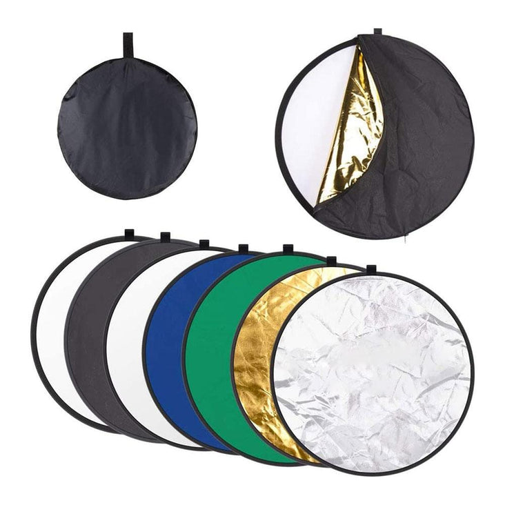 Collapsible 110cm / 43.3" Round Pop-up 7-in-1 Photography Studio Light Reflector and Diffuser