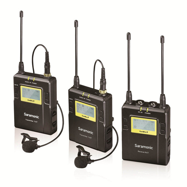 Saramonic UWMIC9 96-Channel Digital UHF Wireless Lavalier Microphone System with 2 x Bodypack Transmitters & 1 x Portable Receiver