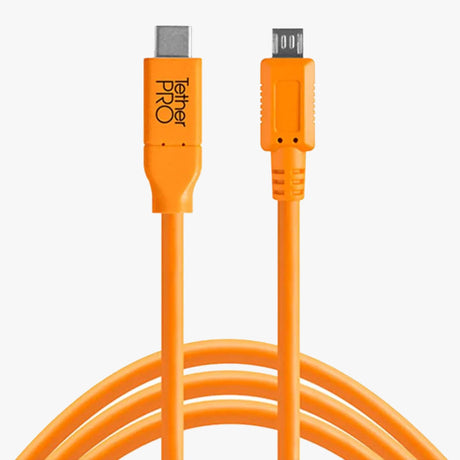 Tether Tools TetherPro USB-C to USB 2.0 Micro-B 5-Pin 4.6m Hi-Vis Orange (OPEN BOX)