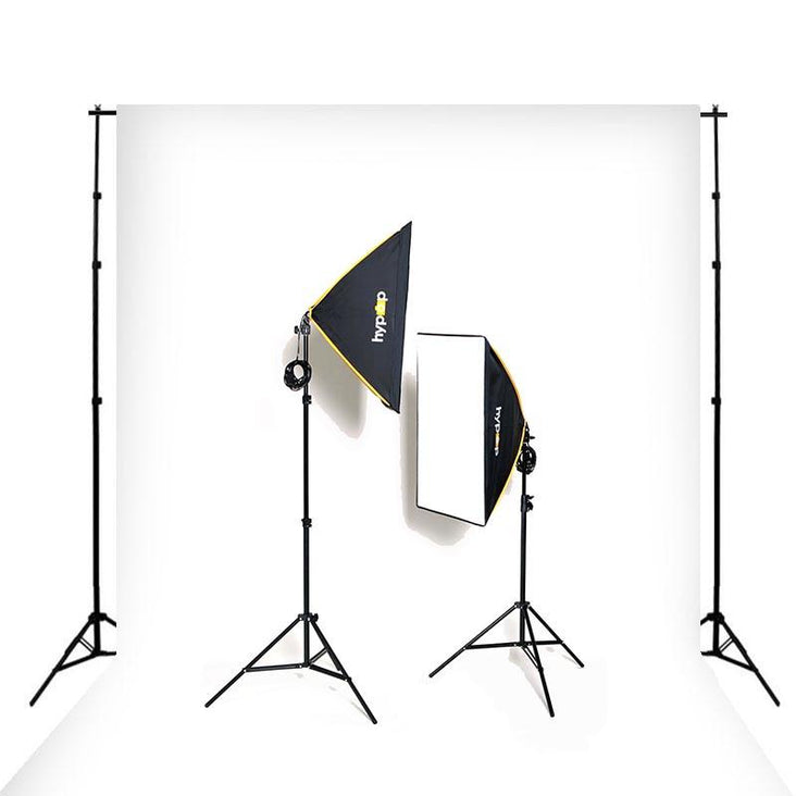 Hypop Double Rectangle Softbox Kit (Includes: Backdrop Stand & Muslin) - Bundle