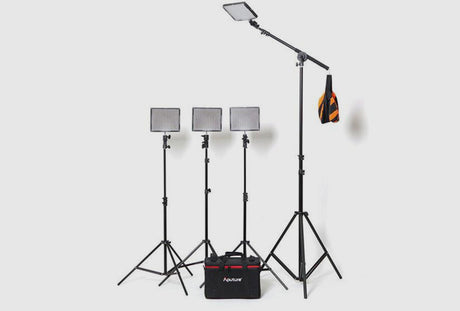 The Aputure 4 x AL-528 LED Video Continuous Portable Lighting Kit with Boom