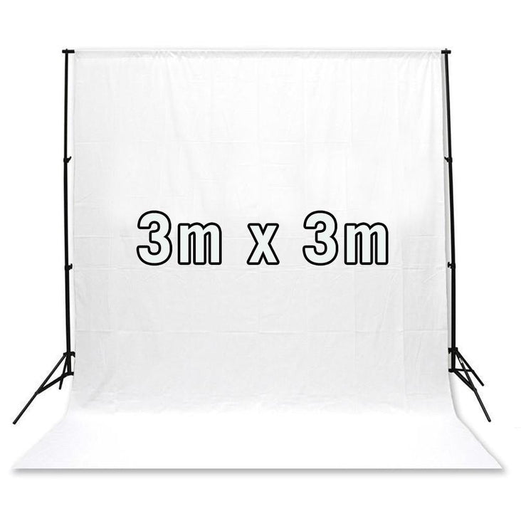 White 3m x 3m Cotton Muslin Studio Photography Video Backdrop (Demo Stock)
