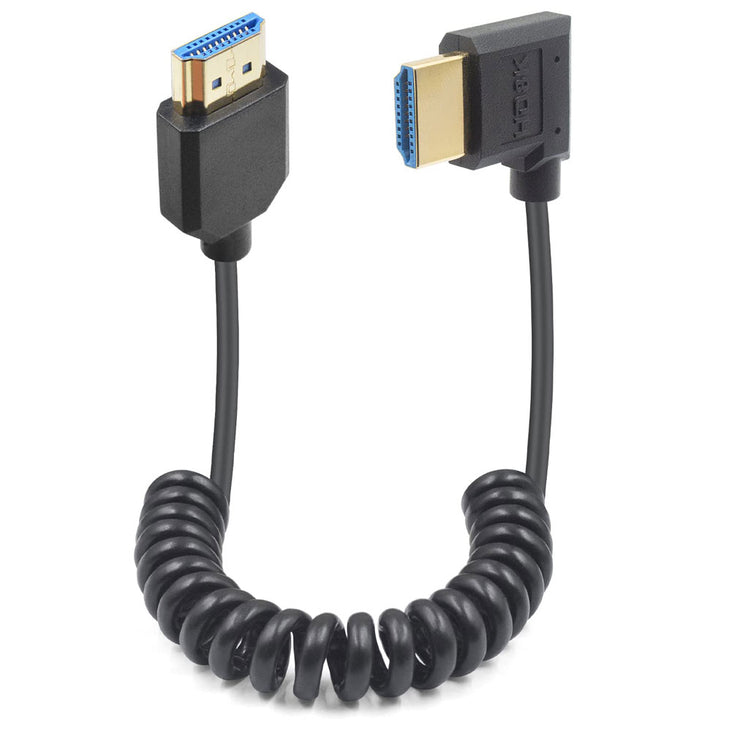 8K HDMI to Right-Angle HDMI 2.1 Ultra-Thin Coiled Cable (1.2m / 4ft)