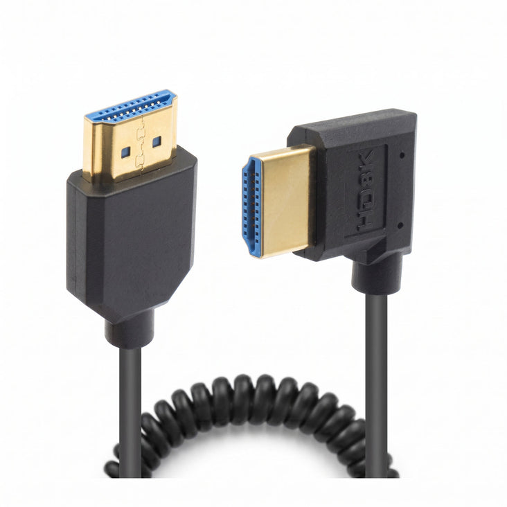 8K HDMI to Right-Angle HDMI 2.1 Ultra-Thin Coiled Cable (1.2m / 4ft)