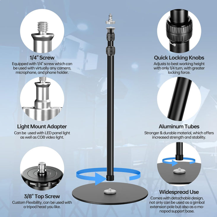 Black MANBILY 203cm Round Base Monopod Light Stand