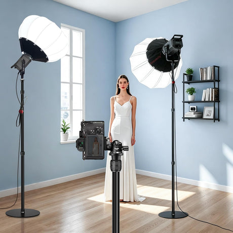 Black MANBILY 203cm Round Base Monopod Light Stand