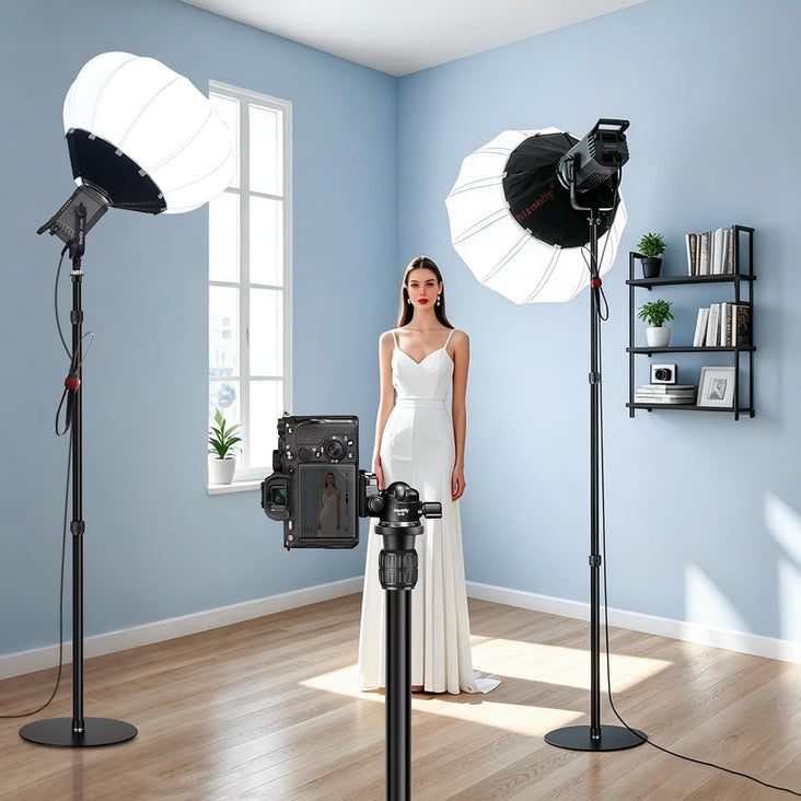 Black MANBILY 203cm Round Base Monopod Light Stand