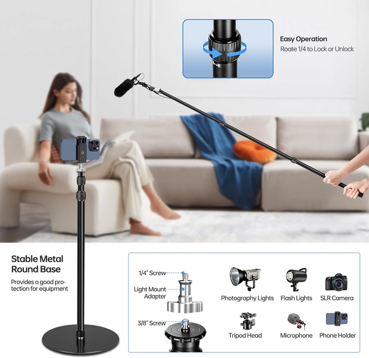 Black MANBILY 203cm Round Base Monopod Light Stand