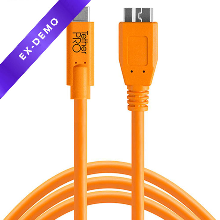 TetherPro USB-C to USB 3.0 Micro-B 4.6m Hi-Vis Orange (DEMO STOCK)