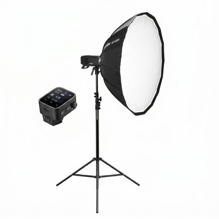 Godox AD400Pro II with 80cm Light Stand, 85cm Parabolic Softbox and X3 Wireless Flash Trigger - Bundle