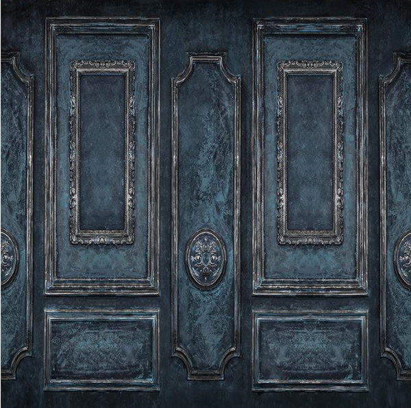 Kate Retro Vintage Blue Wall Door Photography Printed Fabric Backdrop (2.5m x 2.5m)