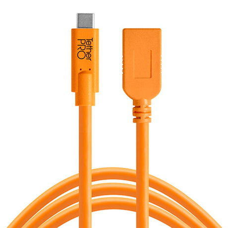 TetherPro USB-C to USB-A Female Adapter Extension 4.6m Hi-Vis Orange (DEMO STOCK)