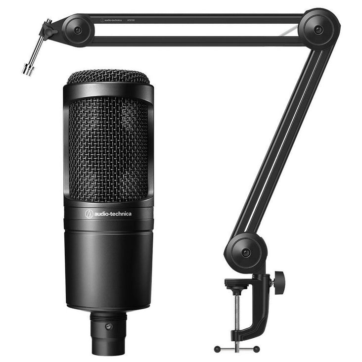 Audio Technica AT2020 Cardioid Condenser Microphone w/ Boom Arm - Bundle