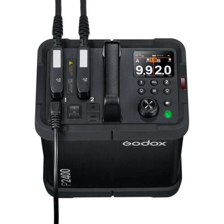 Dual Godox 2400P Zoom Flash Head with P2400 Power Pack, R2400 Ring Flash Head and 2x EC2400 Extension Cable for P2400 (5M Length) - Bundle