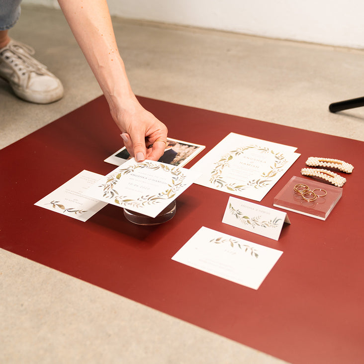 Flat Lay Instagram Backdrop - Duo 'Blushing Rouge' (56cm x 87cm)