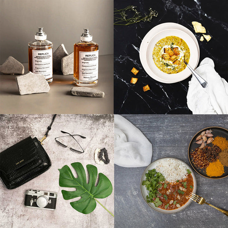 Flat Lay Instagram Backdrop (56cm x 87cm) - Dark & Moody - Bundle