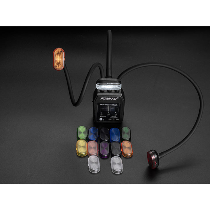 Fomito Mini Three-Head Macro On Camera Flash with Diffuser and Type-C Cable (Medium, 34.5cm)