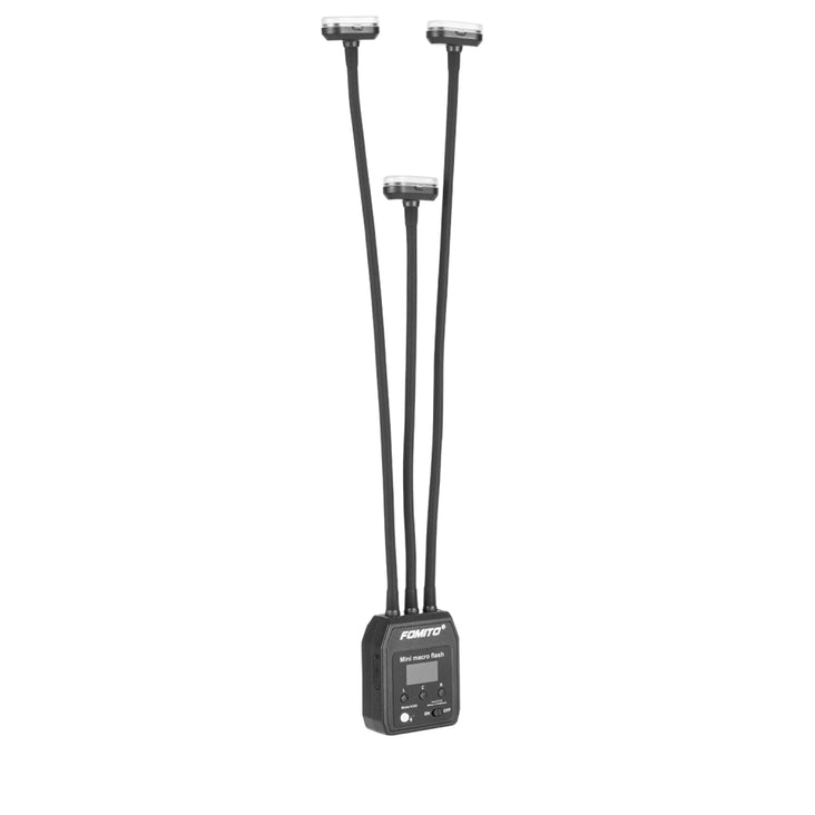 Fomito Mini Three-Head Macro On Camera Flash with Diffuser and Type-C Cable (Medium, 34.5cm)