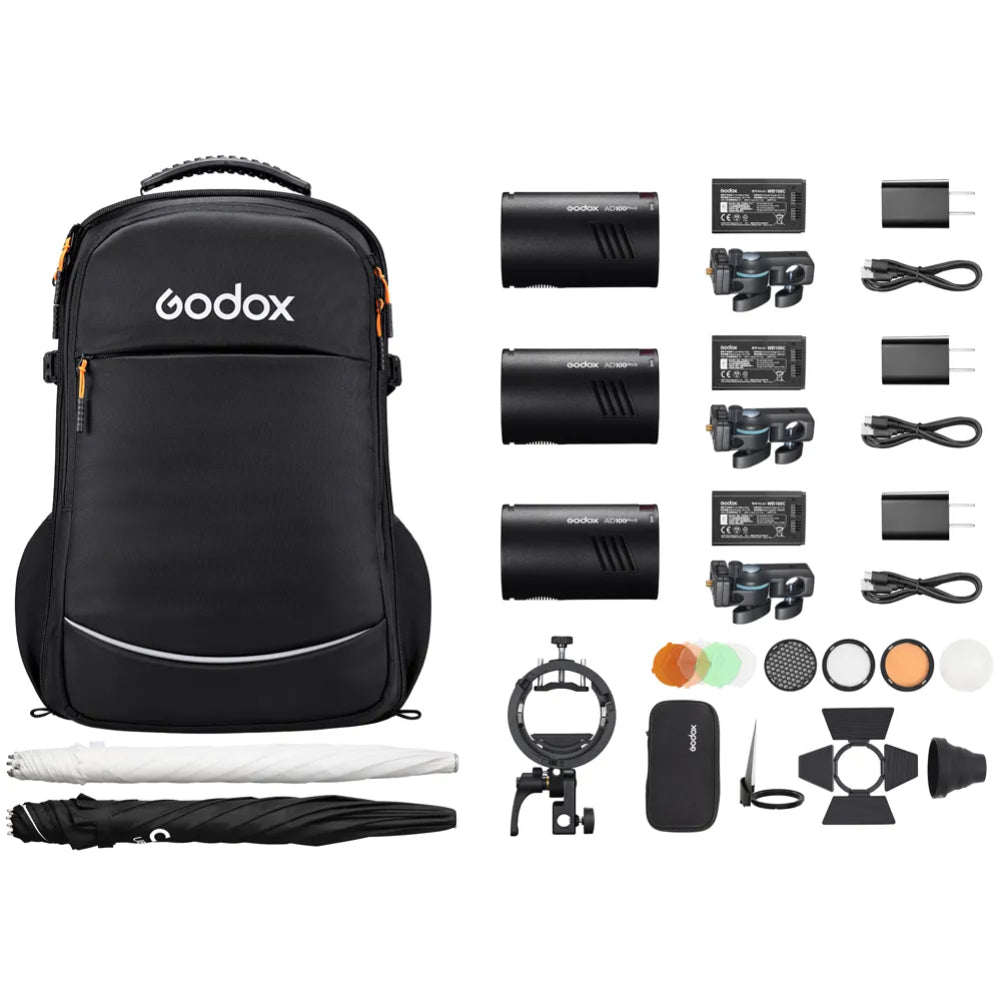 Godox AD100Pro II 3 Light Flash Kit Inc Bag – Hypop