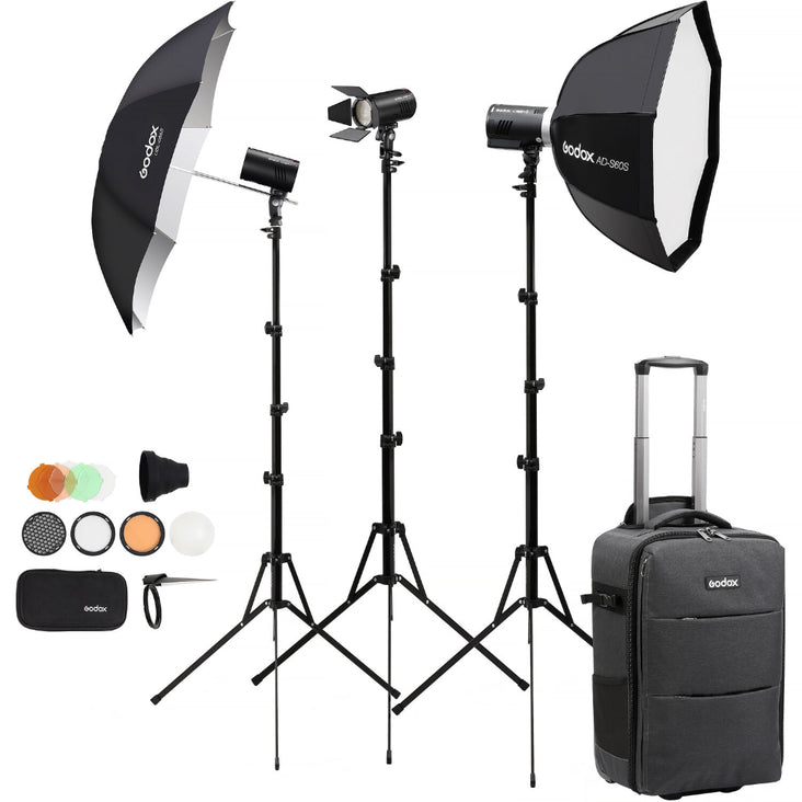 Godox AD100Pro II/300 Pro II Kit Including Umbrella, SoftBox with Accessories