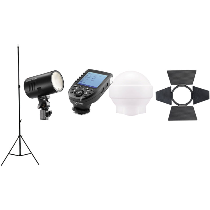 Godox AD100Pro Outdoor Pocket Flash with AK-R1 Accessory Kit, Diffuser Dome, LumiStand and XPro TTL HSS Transmitter Wireless Controller - Bundle