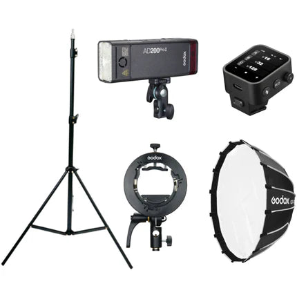 Godox AD200Pro II with S2 Speedlite Bracket, LumiStand, QR-P70T Softbox and X3 Wireless Flash Trigger - Bundle