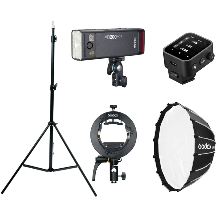 Godox AD200Pro II with S2 Speedlite Bracket, LumiStand, QR-P70T Softbox and X3 Wireless Flash Trigger - Bundle