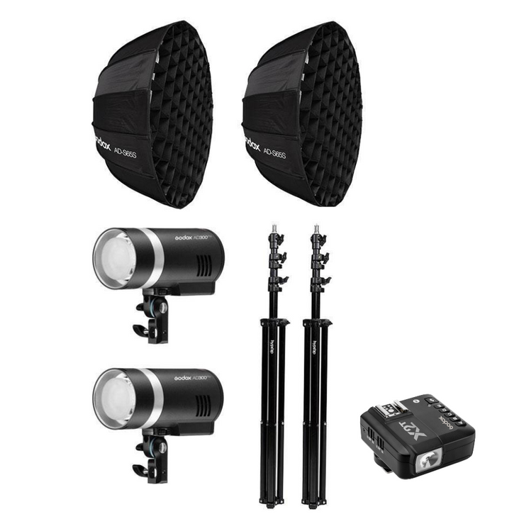Godox 2x AD300Pro 600W Portable Flash Strobe Dual Light Kit (Flash, St –  Hypop
