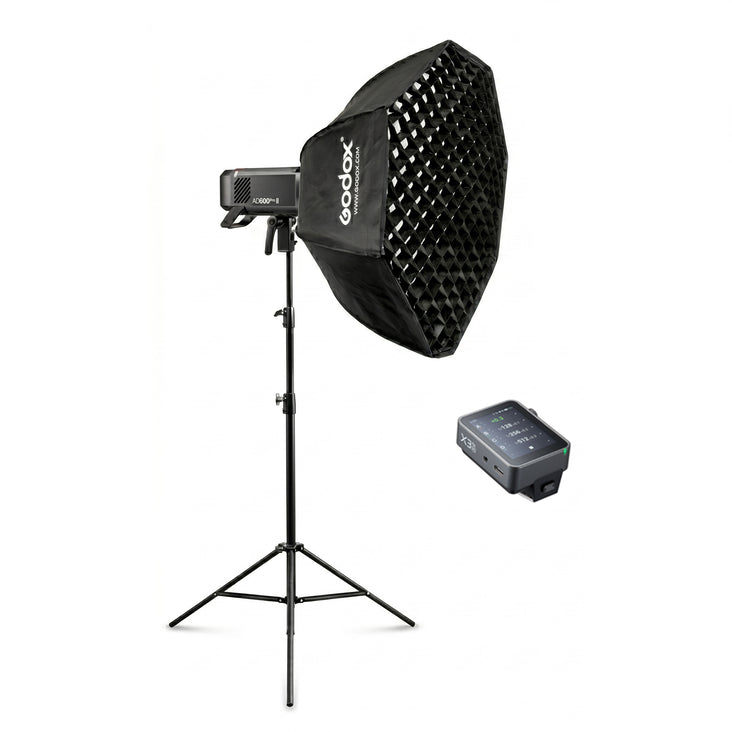 Godox AD600Pro II with 280cm Light Stand, Godox 95cm Collapsible Octagon Softbox and Godox X3Pro TTL Wireless Flash Trigger - Bundle