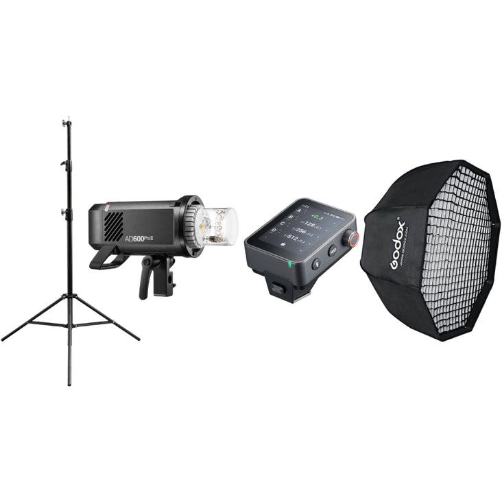 Godox AD600Pro II with 80cm Light Stand, Godox 95cm Collapsible Octagon Softbox and Godox X3Pro TTL Wireless Flash Trigger - Bundle