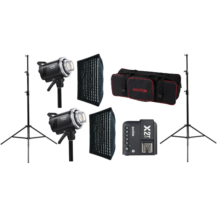 Godox Dual MS200-V 200W Flash Strobe with 60x90cm Softbox, 280cm Light Stand and X2T-S Trigger for Sony - Bundle