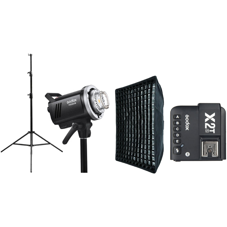 Godox MS200-V 200W Flash Strobe with 60x90cm Softbox, 280cm Light Stand and X2T-S Trigger for Sony - Bundle