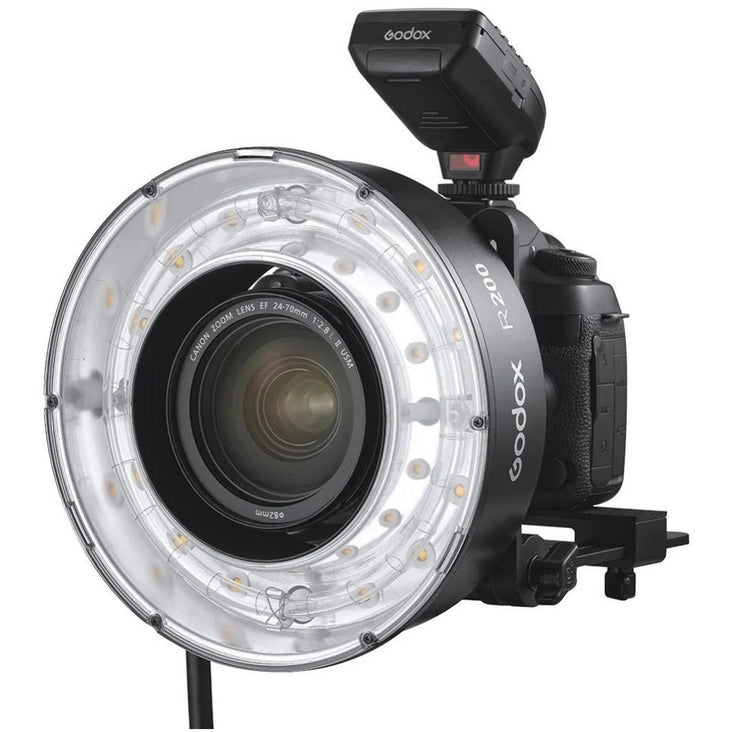 Godox R200 Ring Flash Head with 20°/30°/40° Honeycomb Grids, Reflector, Colour Gel Kit and Carrying Bag - Bundle