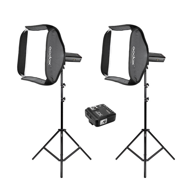 Godox 'Run-and-Gun' 400W (2x AD200Pro 200W) Portable Strobe Kit with Softbox, Stand and Trigger - Bundle