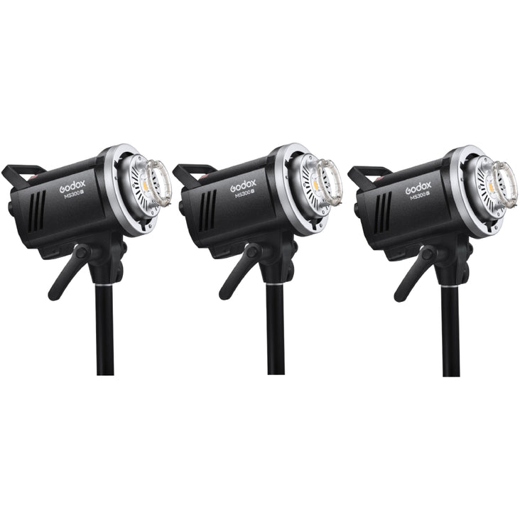 Godox Triple MS300-V 300W Studio Flash with LED Modelling Lamp - Bundle