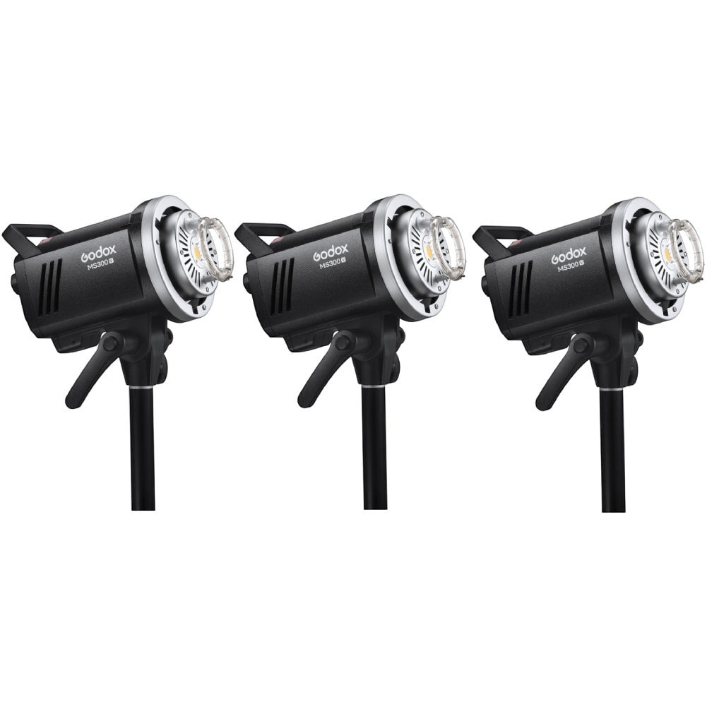 Godox Triple MS300-V 300W Studio Flash with LED Modelling Lamp - Bundle ...