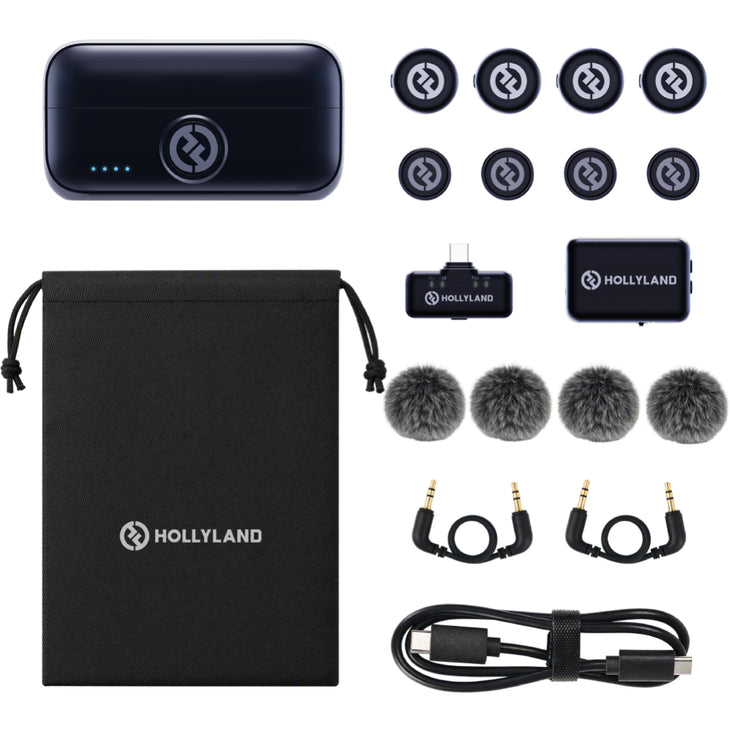 Hollyland LARK M3 Combo 4TX&2RX Wireless Microphone System with 4 Clip-On Mic/Transmitters, 1 USB Receiver & 1 Camera Receiver (2.4 GHz)