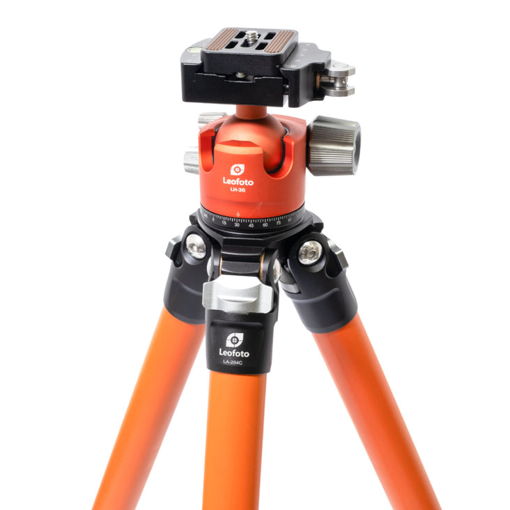 Leofoto LA-284C Athena Series 4 Section Water Resistant Carbon Fibre Tripod with Orange LH-36LR (Lever Release) Ball Head