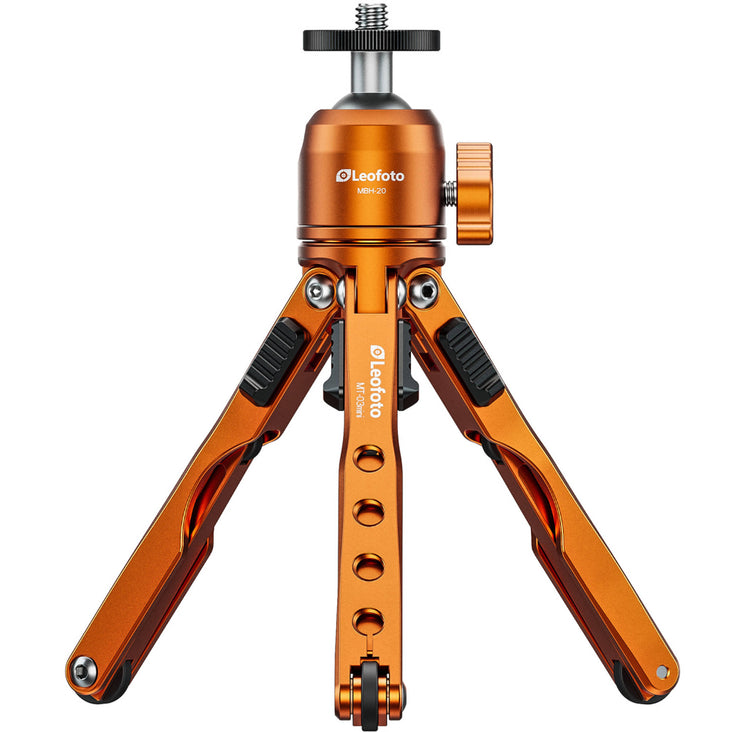 Leofoto MT-03 Mini Table Top 2 Section Tripod with MBH-20 Ball Head - Orange